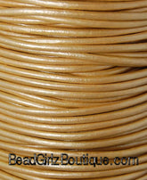 Metallic Gold Leather 2mm Cord 3 Yards / 9 Feet / 2.74 Meters